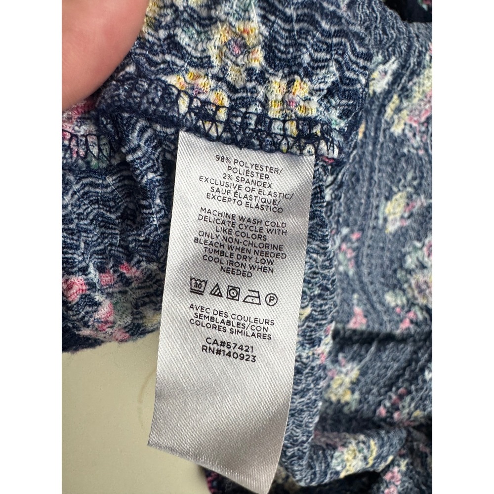 LOFT Womens Blouse Bundle Blue Floral Puff Sleeve & Striped Ruffle Button Down L - Picture 7 of 8